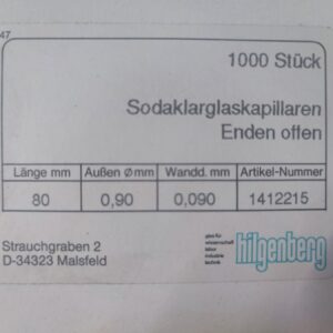 HILGENBERG Glas Kapillaren 80 x 0,90 mm 0,09 mm Labor