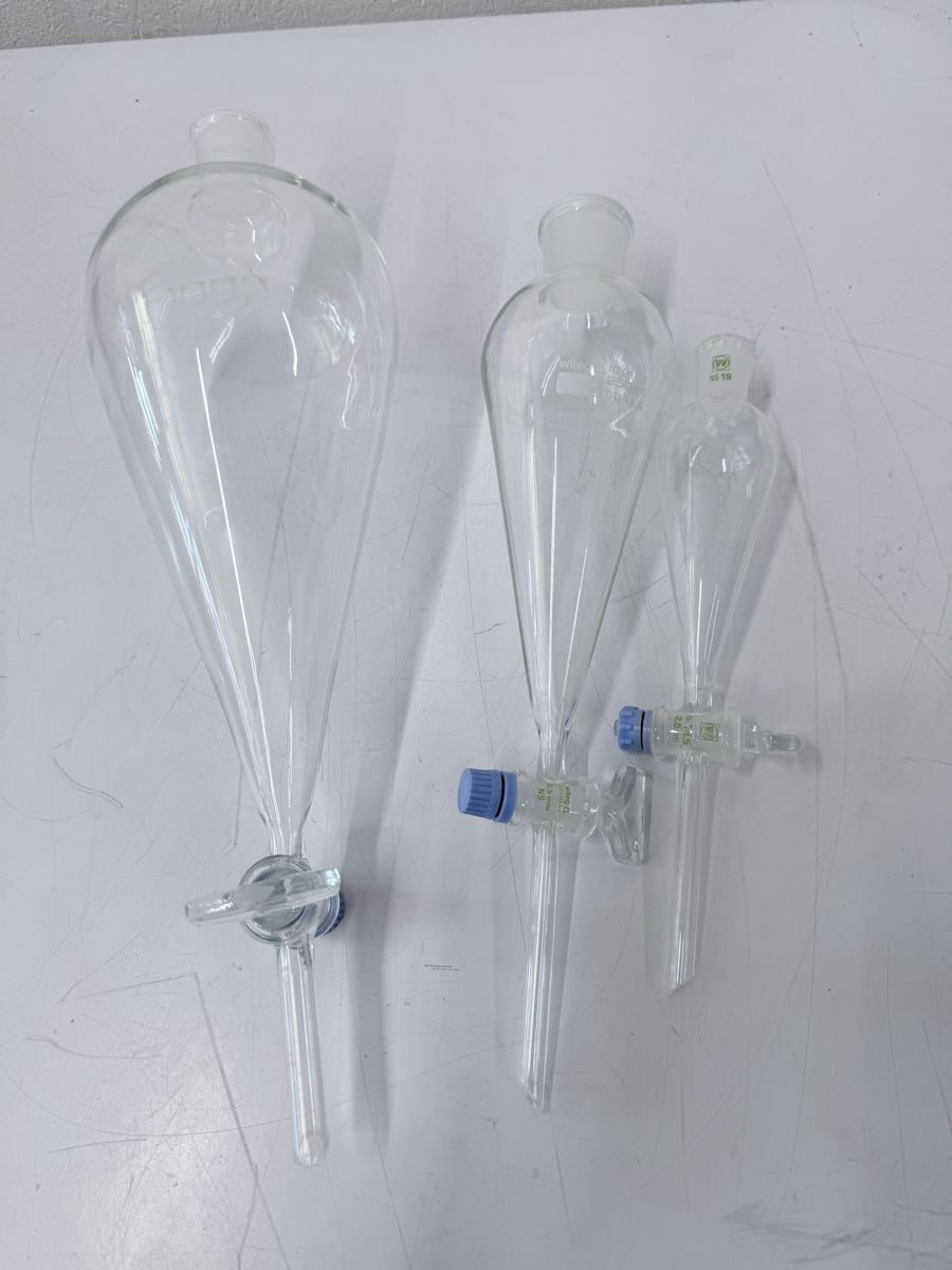 Konvolut 3 Scheidetrichter – 1000 ml, 250 ml und 50 ml